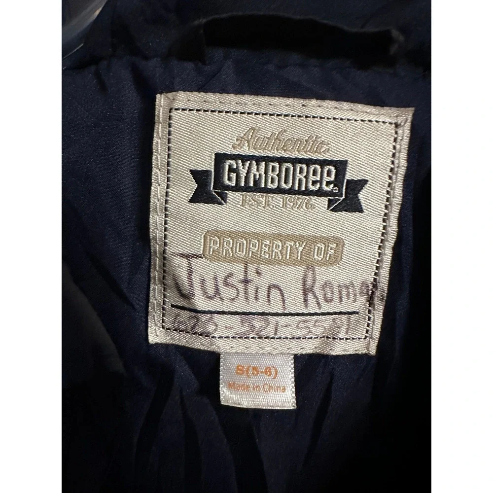 Gymboree Boys Blue Black Puffer Hooded Jacket Size S 5-6
